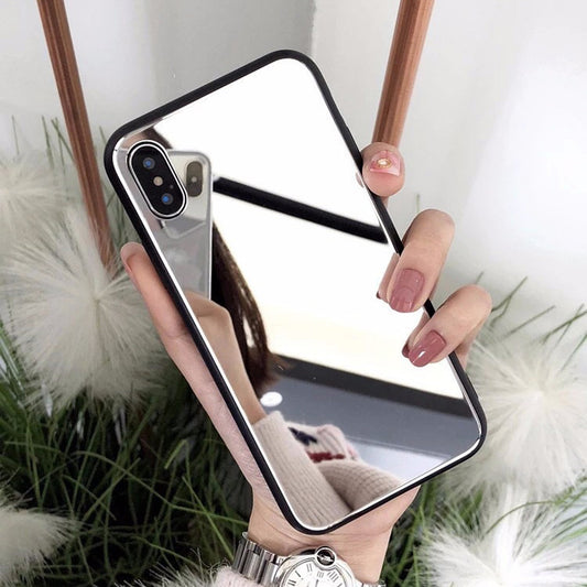 Funda Espejo para iPhone X, 7/8 Plus - Carcasa de Cristal para Selfies y Maquillaje