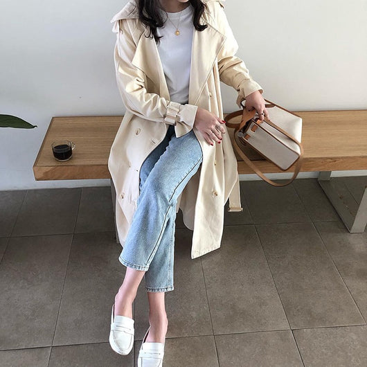 Abrigo Trench Coat Doble Botonadura - Corte Suelto y Ajustado - Image 4