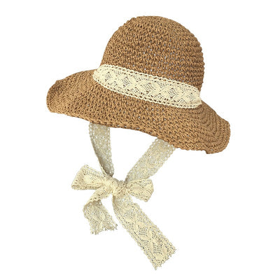 Sombrero de Paja Plegable Estilo Coreano con Encaje - Image 9