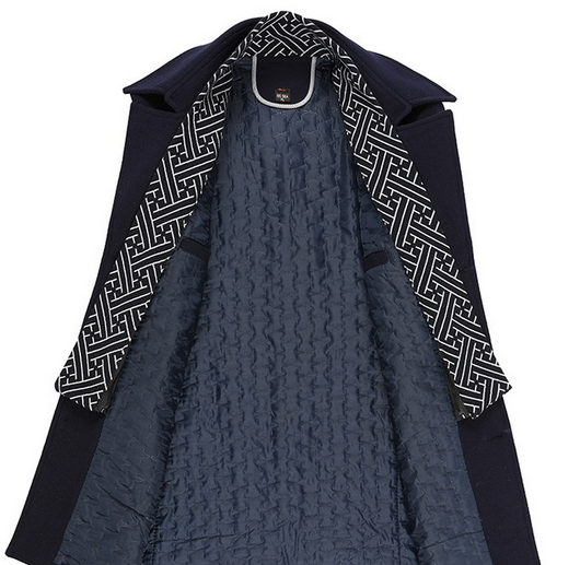 Abrigo Elegante de Lana para Hombre con Cuello Bufanda - Image 8