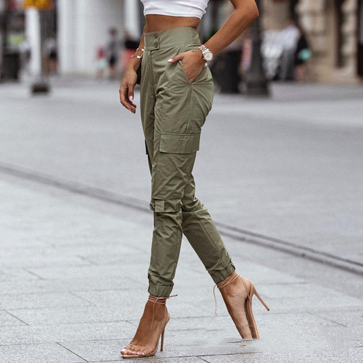 Pantalones de Trabajo Casual Verde Militar para Mujer