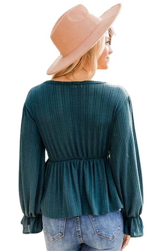 Blusa Ajustada a Rayas de Manga Larga