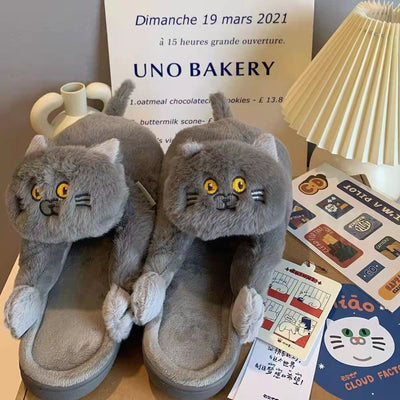 Pantuflas Gato Cálidas con Diseño Realista y Suela Antideslizante