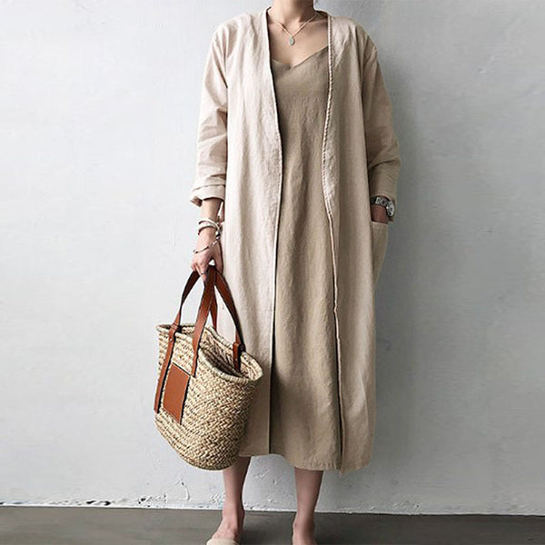 Cardigan Suelto Talla Grande en Color Liso