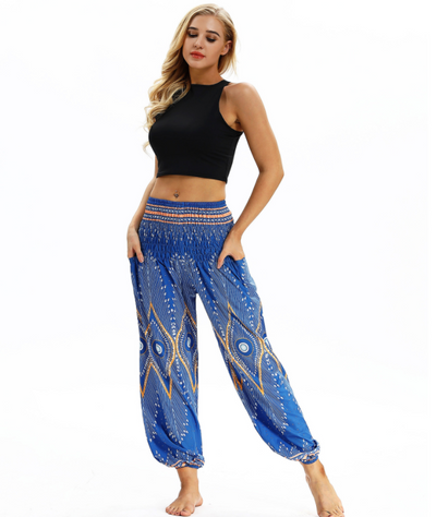 Pantalones Harem Estampados Digitales con Cintura Elástica Suelta - Image 21