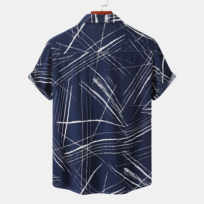 Camisa Casual Manga Corta con Cuello y Estampado a Cuadros para Hombre - Image 7