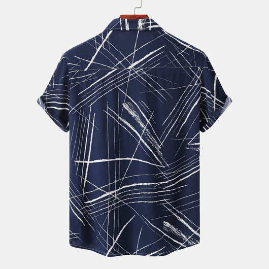 Camisa Casual Manga Corta con Cuello y Estampado a Cuadros para Hombre - Image 7