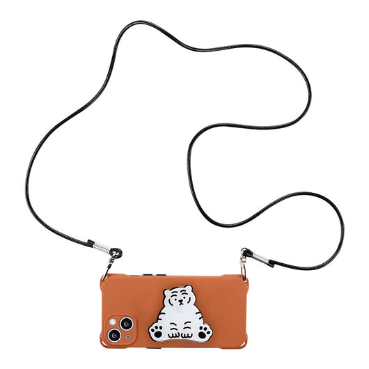 Funda Tigre Cartoon con Soporte Perezoso para Celular - Image 3