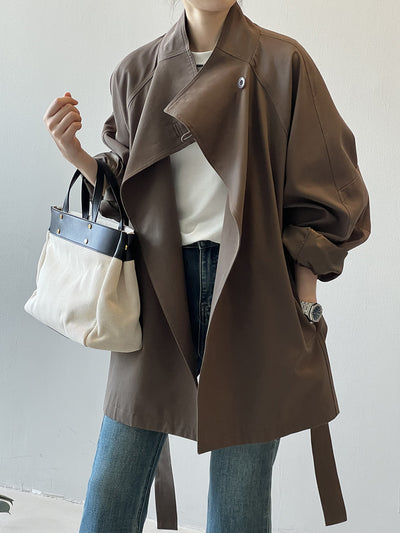 Chamarra Retro Suelta de Cintura para Mujer con Cuello Mao - Image 27