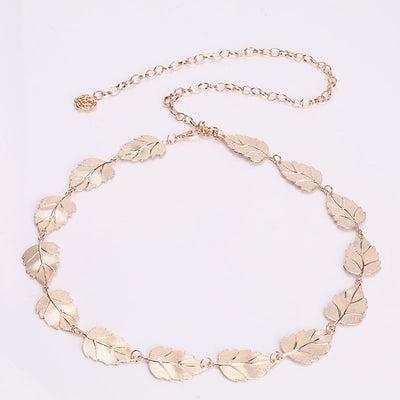 Cinturón Metálico Dorado con Hojas - Accesorio Elegante Femenino - Image 4