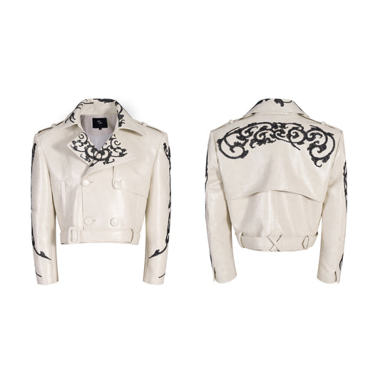 Chaqueta de Cuero PU Corta con Lentejuelas para Hombre - Estilo Elegante - Image 6