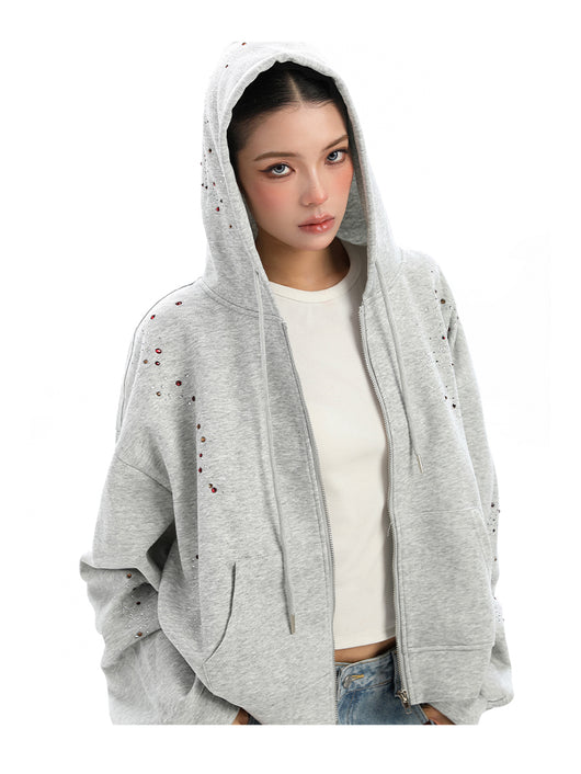Cardigan con Capucha y Strass para Mujer - Sudadera Brillante con Cierre - Image 18