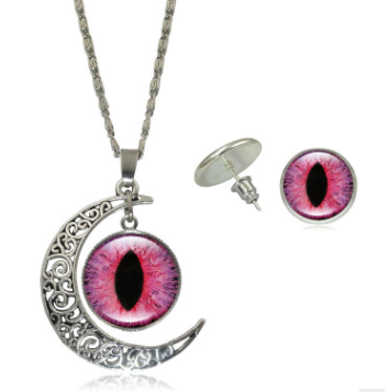 Conjunto de Joyería Ojo de Gema - Collar y Aretes Elegantes de Moda Europea