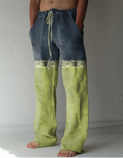 Pantalones Casuales Sueltos de Lino Estampado para Hombre - Image 15