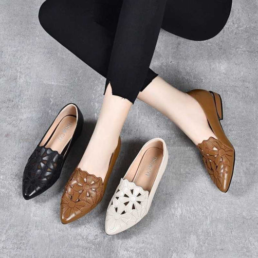 Sandalias Laborales Huecas Bordadas de Lujo con Tacón Bajo - Image 12