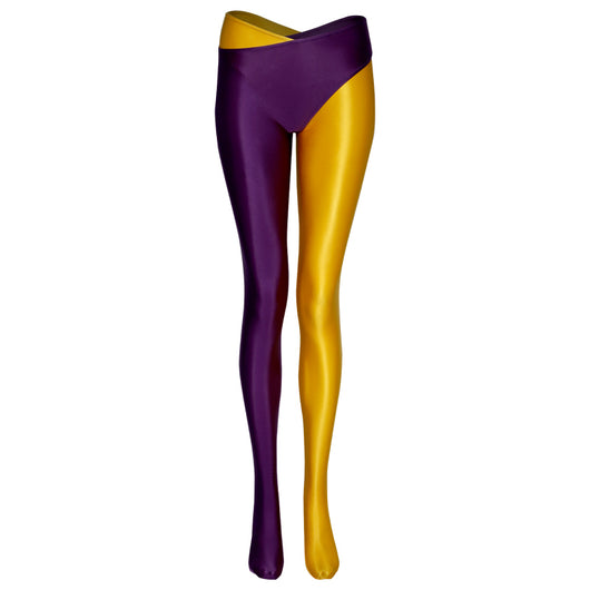 Pantalones Bicolor de Pierna Dividida con Acabado Brillante - Image 11