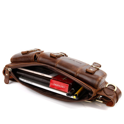 Bolsa Táctica de Cuero para Hombre - Bandolera Multi-Bolsillos en Cuero Genuino - Image 8