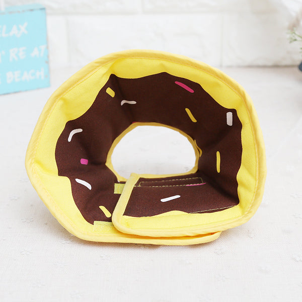 Collar Protector Acolchado con Patrón Frutas Donut para Perros - Recuperación Quirúrgica Ajustable