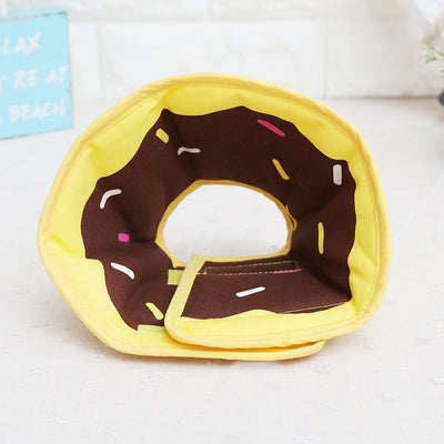 Collar Protector Acolchado con Patrón Frutas Donut para Perros - Recuperación Quirúrgica Ajustable
