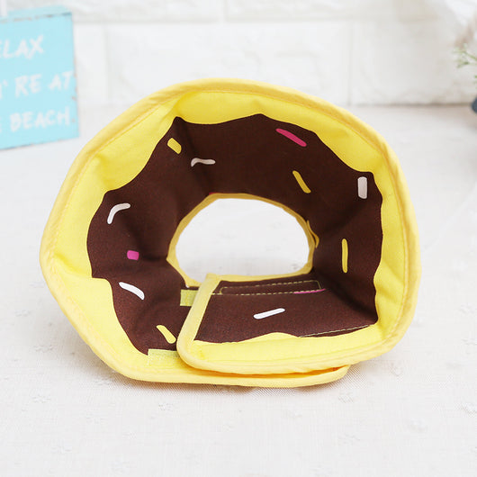 Collar Protector Acolchado con Patrón Frutas Donut para Perros - Recuperación Quirúrgica Ajustable