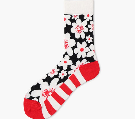 Calcetines Largos de Algodón para Mujer con Diseño Geométrico Otoñal - Image 5