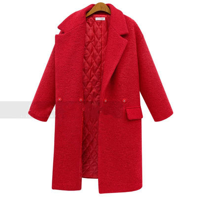 Abrigo de Lana y Algodón Acolchado con Cuello Solapa para Mujer - Image 10