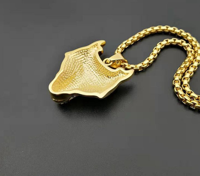 Collar Vikingo para Hombre con Dije de Cabeza de Lobo en Acero Inoxidable Dorado - Image 3