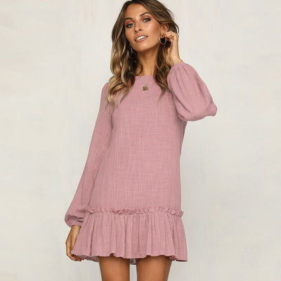 Vestido Casual de Manga Larga con Pliegues