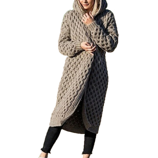 Cardigan Tejido Grueso con Capucha para Invierno Mujer - Image 12