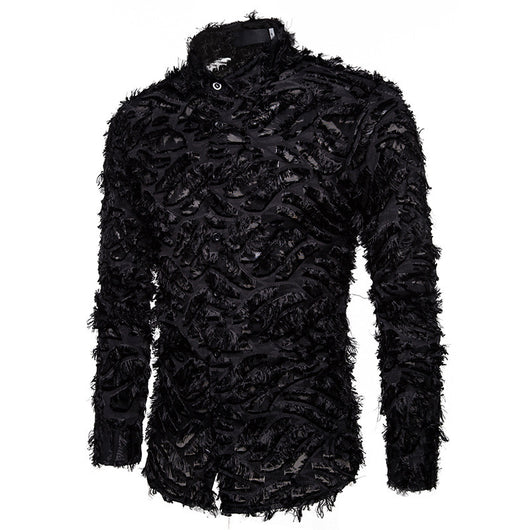 Camisa de Hombre con Borlas de Pluma en Solapa - Image 7