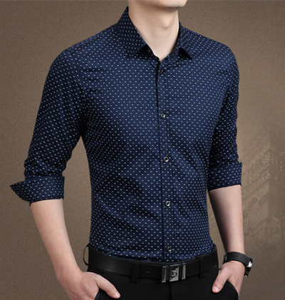 Camisa Elegante para Hombre Lunares Manga Larga Slim Fit Tallas M-5XL - Image 5