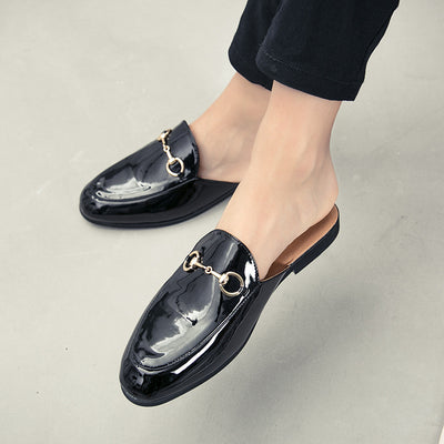 Sandalias Semiabertas de Cuero Brillante para Hombre - Comodidad Estival