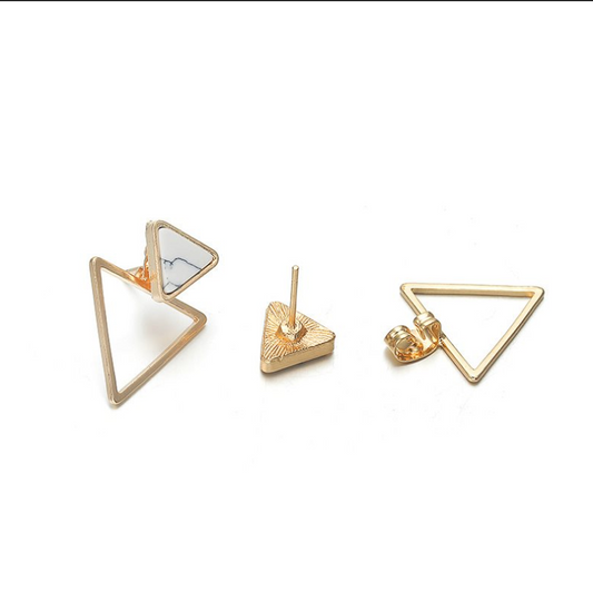 Aretes Geométricos de Mármol Turquesa - Diseño Creativo y Moderno - Image 2