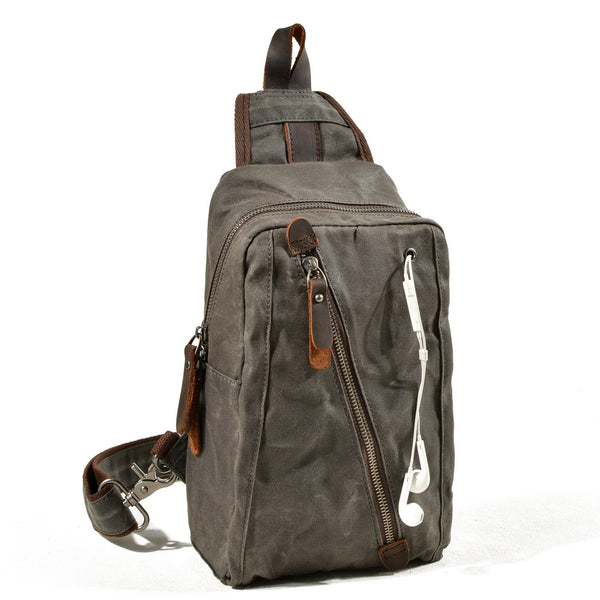 Bolsa de Pecho Multifuncional en Lona para Hombre