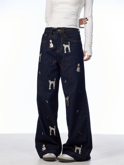 Pantalones Jeans Anchos con Estampado Animal Print - Loose Fit Casual para Mujer - Image 12