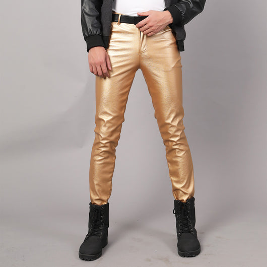 Pantalones Slim Fit de Cuero Coreano para Hombre - Image 10