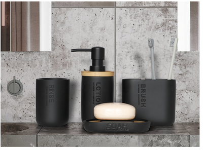 Set de 4 Piezas de Accesorios de Baño en Resina - Dispensador, Porta Cepillos y Vaso - Image 7