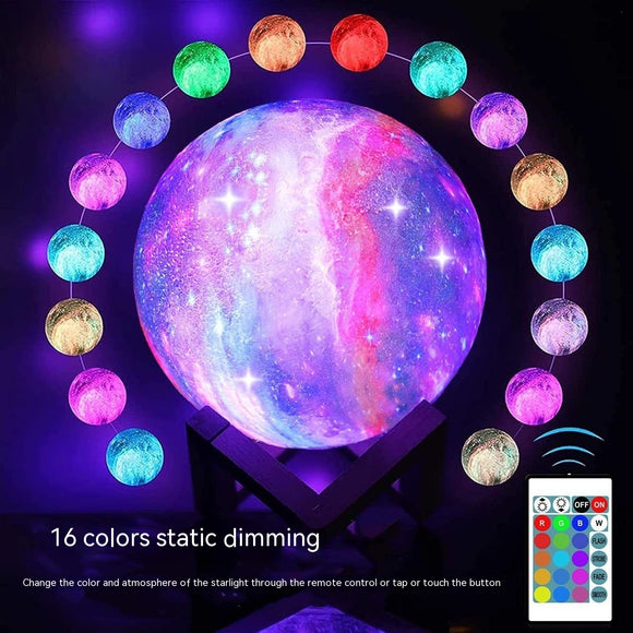 Lámpara Luna 3D con Efecto Galaxia