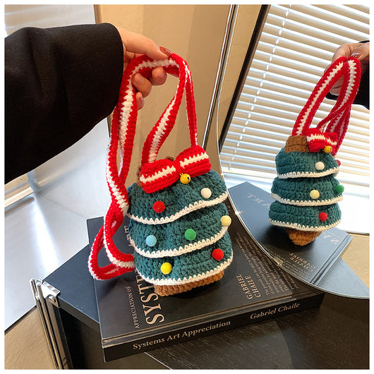 Bolso Cuadrado Navideño de Punto con Árbol de Navidad y Bloques de Color - Image 21