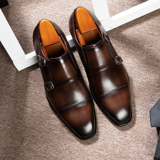 Zapatos de Cuero Premium para Hombre con Doble Hebilla - Estilo Ejecutivo