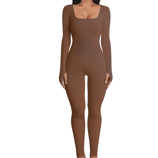 Jumpsuit Deportivo Mujer Manga Larga Cuello Cuadrado Yoga - Image 11