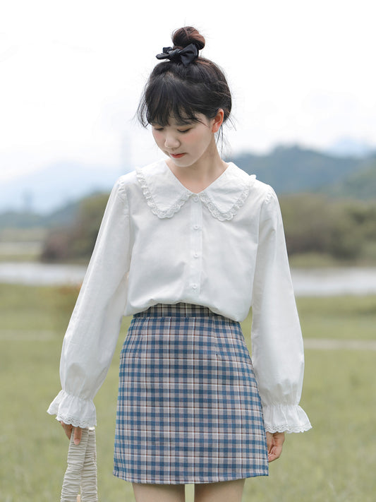 Blusa Blanca de Cuello Muñeca Diseño Exclusivo Primavera Otoño - Image 2