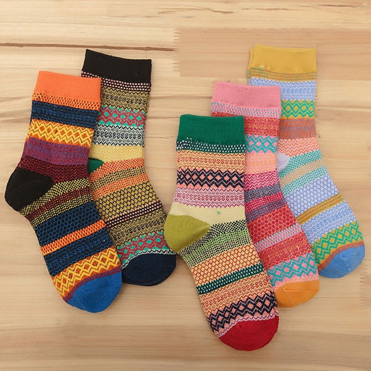Calcetines de Algodón con Diseño Tricolor