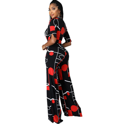 Jumpsuit Largo para Mujer con Estampado Digital Escote V - Image 12