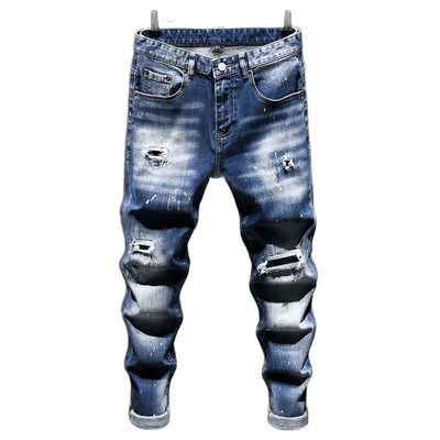 Jeans Slim Fit Rotos Elásticos para Hombre - Diseño Versátil Otoño - Image 3