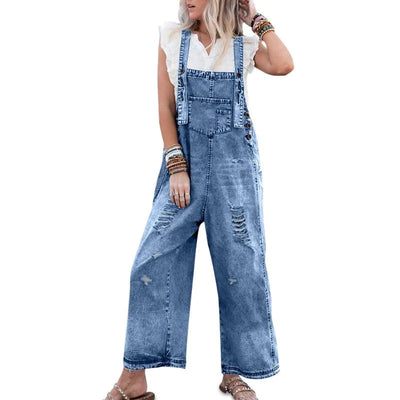 Pantalón Denim con Tirantes Suelto para Mujer - Image 3