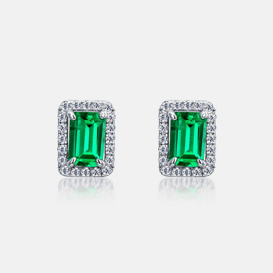 Aretes de Plata S925 con Esmeralda Retro para Cultivo Espiritual