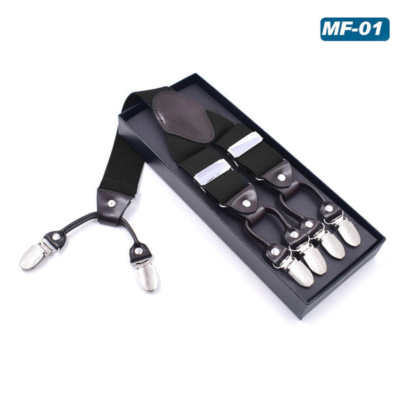 Tirantes Elásticos Multicolor con 6 Clips para Hombre