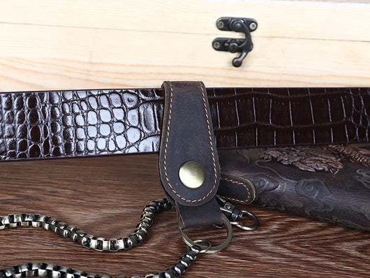 Cartera de Cuero Vintage Crazy Horse para Hombre con Grabado - Image 6