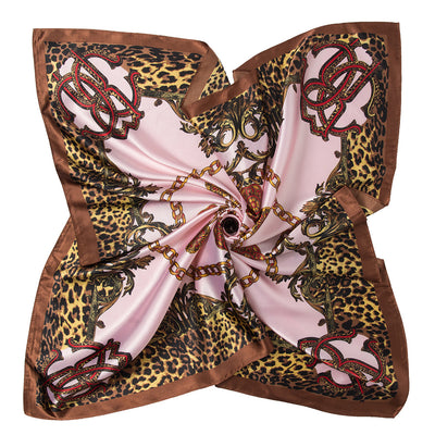 Pañuelo Cuadrado Grande Estampado Leopardo y Cadena - Imitación Seda Malasia - Image 10